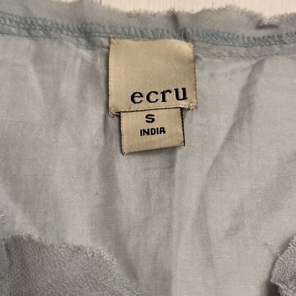 Ecru Baby Blue Embroidered Sleeveless Top - Picture 2 of 6